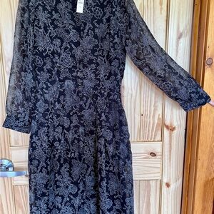 NEW Metallic Stripe Fit & Flare Elegant Shirtdress - Jacobean Floral